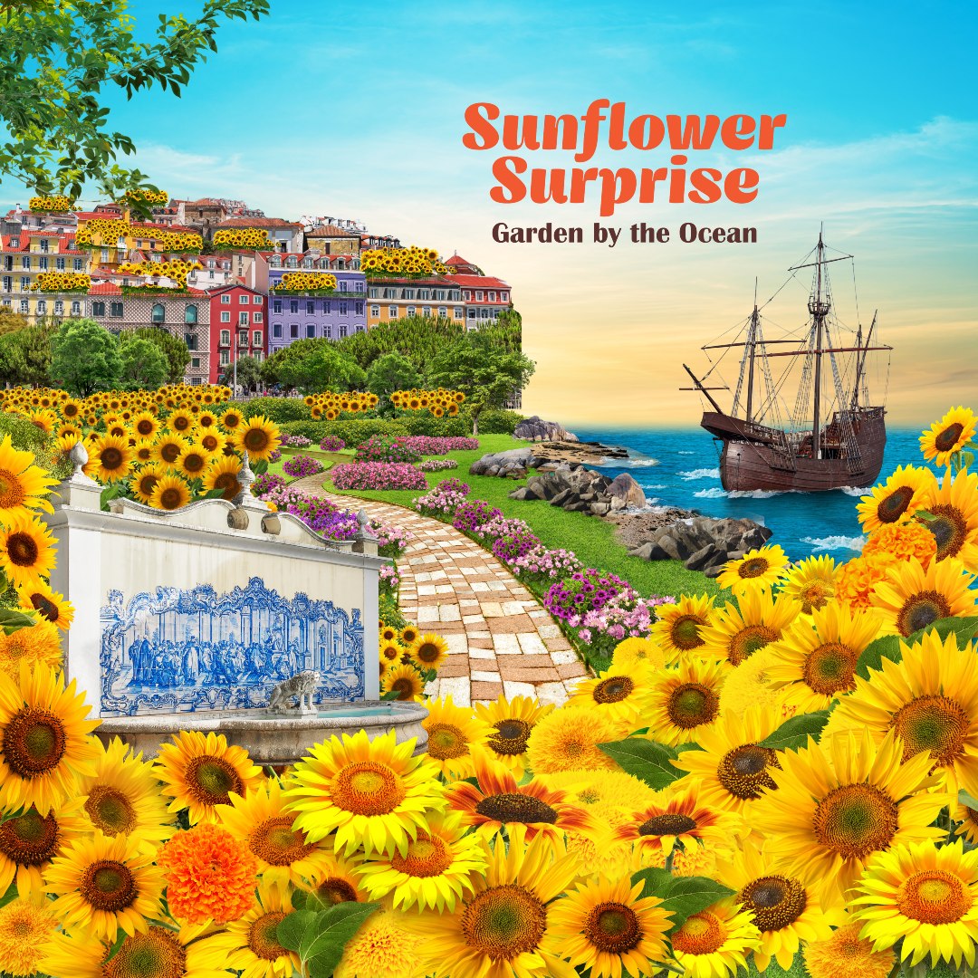 Sunflower Surprise: Garden by the Ocean