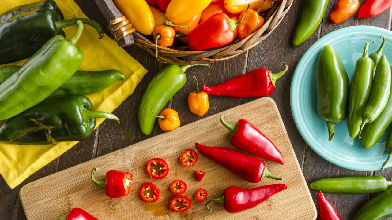 Assorted varieties of chillies